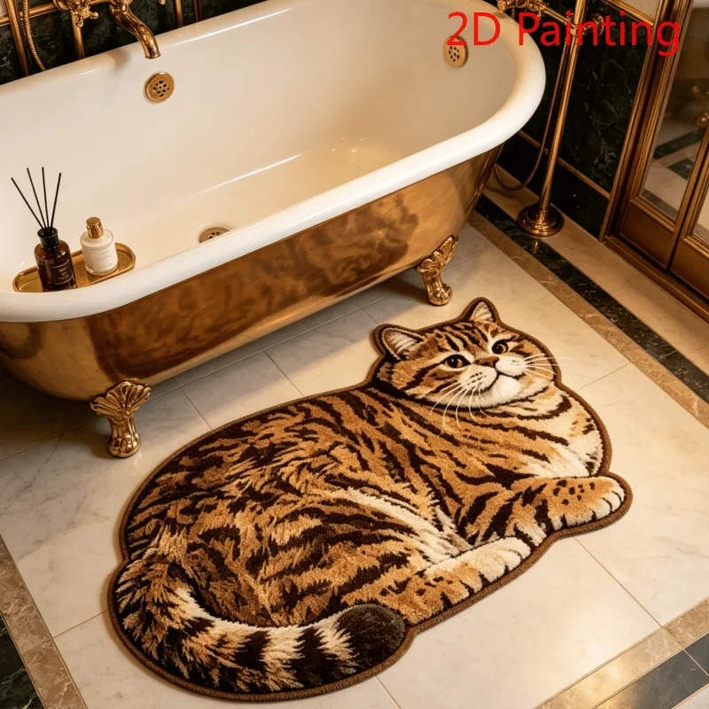 VIKAMA Cute Cat Carpet Cartoon Rug Cute Door Mat Soft Bedside Rug Carpet For Living Room Bedroom Bathroom Mat Kitchen Rug Home