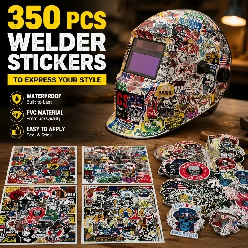 Cartoon Graffiti Helmet Stickers Welder Electrician Pattern Decals Waterproof Decor Vinyl Sticker for Hard Hat Luggage Suitcase