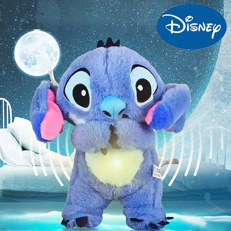 Disney Lilo & Stitch ตุ๊กตายัดไส้ตุ๊กตายัดไส้ตุ๊กตาผ้าพลูชินียัดไส้รูปเทวดาหูเคลื่อนย้ายได้นอนหลับอย่างสงบสุขของขวัญนุ่มน่ารักสำหรับเด็ก