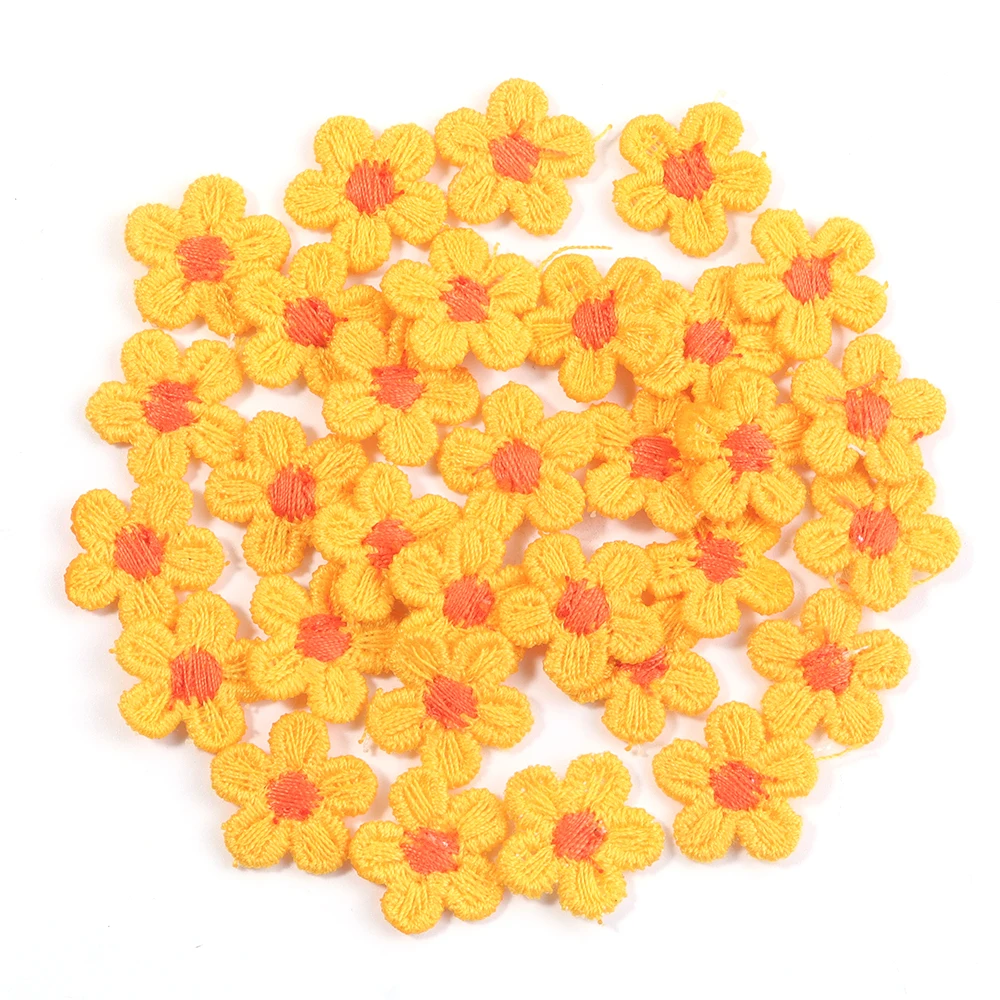 30 Stück 1,5 cm Spitzenblumen-Aufnäher für Hochzeitsdekoration, Handarbeit, Kleidung, Näharbeiten, bunte Blumenapplikationen – Detail 6