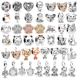 Fashion Cartoon Animal Cat Dog Bear Pig Duck Bead Charm Fits Charm Bracelets & Necklace Diy Jewelry for Women