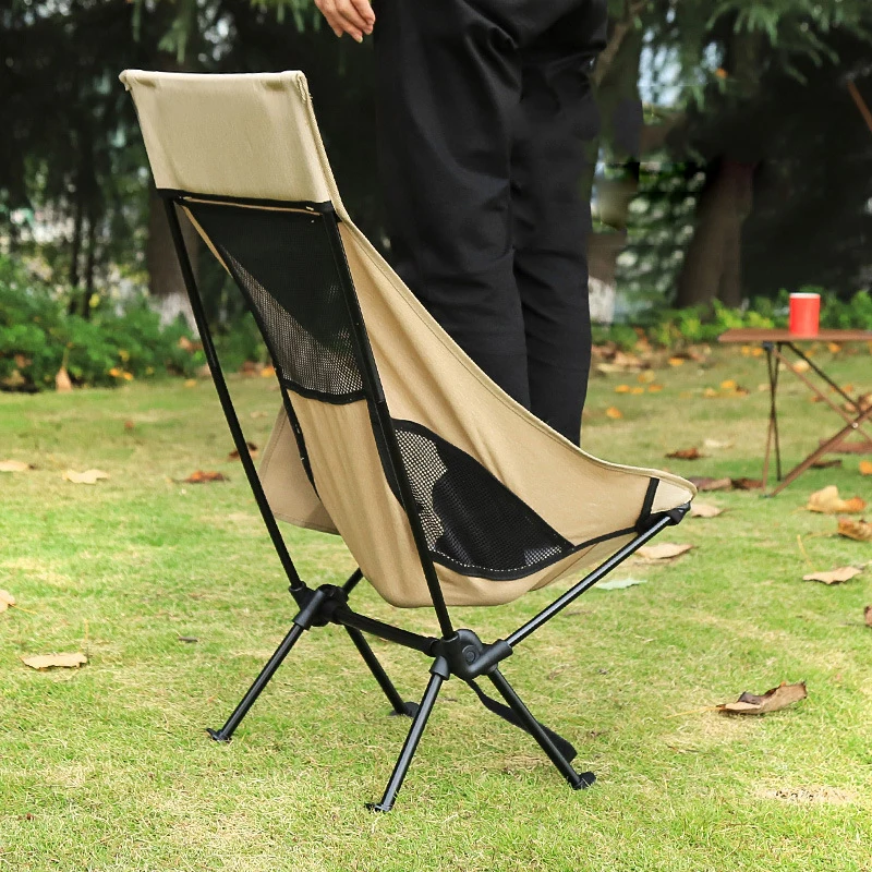 Outdoor Beach Chair with Head Rest, Moon Leisure Portable Stable Comfortable Folding Chair for Camping, Hiking, Carry Bag