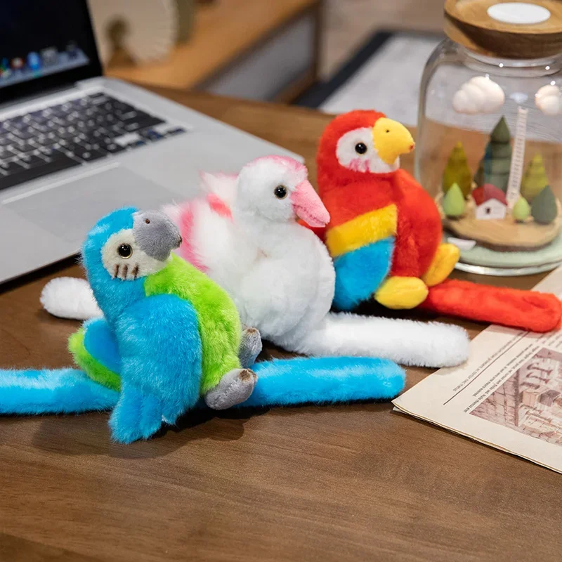 Bird Slap Snap Wrap Wristband Bracelet Plush Fluffty Stuffed Animal Kawaii Parrot Doll Hand Ring Wristband Funny Toys