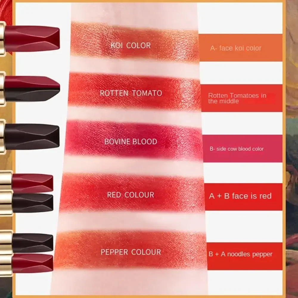 Maquillaje mate 5 colores lápiz labial hidrata de larga duración 5 en 1 brillo de labios no se decolora taza antiadherente lápiz labial de niebla de terciopelo cosméticos