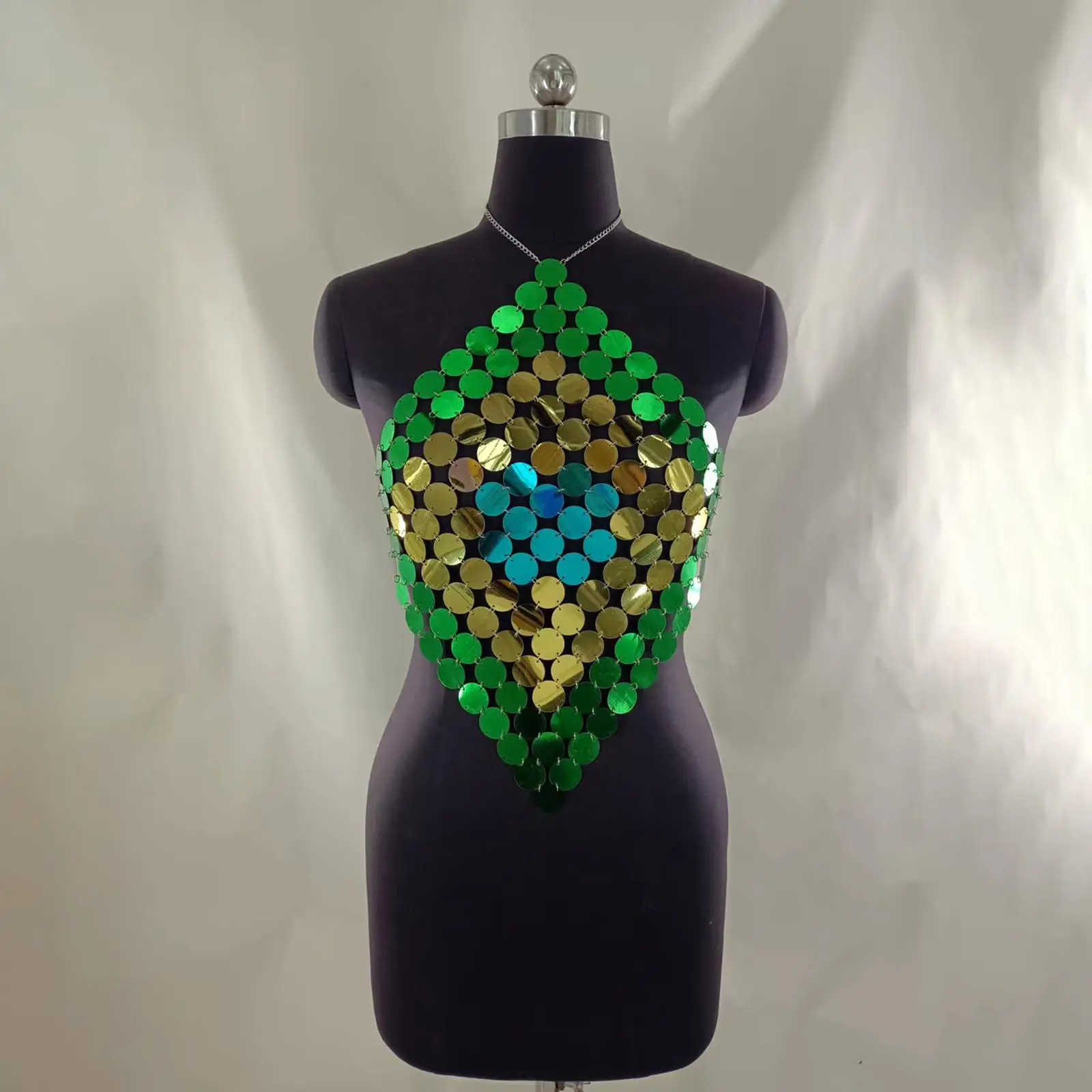 Sequined Crop Top Outfits Dance Wear Trendy Body Jewelry Glitter Bra Tops for Tribal Belly Dance Summer Nightclub Party Rave