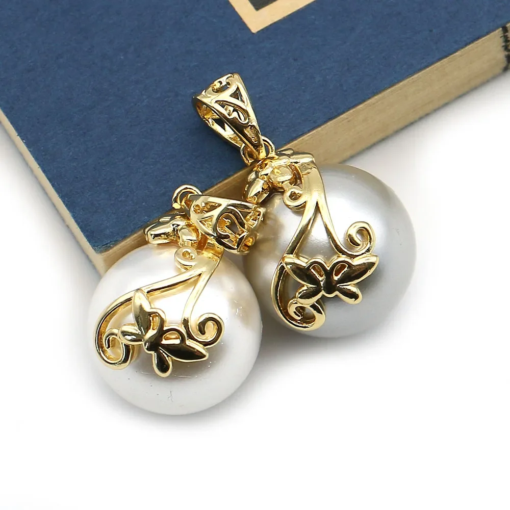 Butterfly-Shaped Edged Round Shell Pearls Fashionable Minimalist Earring Pendants Wholesale DIY Jewelry Accessories Materials