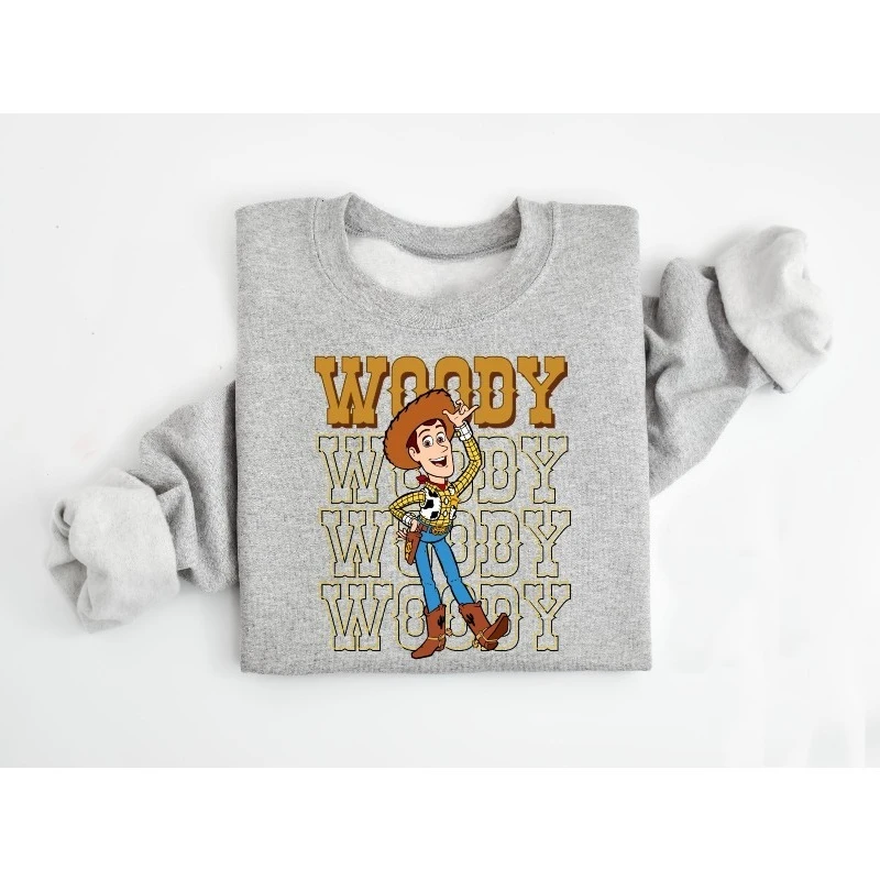 سويت شيرت Toy Story Woody Disneyland لمظهر كاجوال ومريح للجنسين من القطن بياقة دائرية لخريف وشتاء
