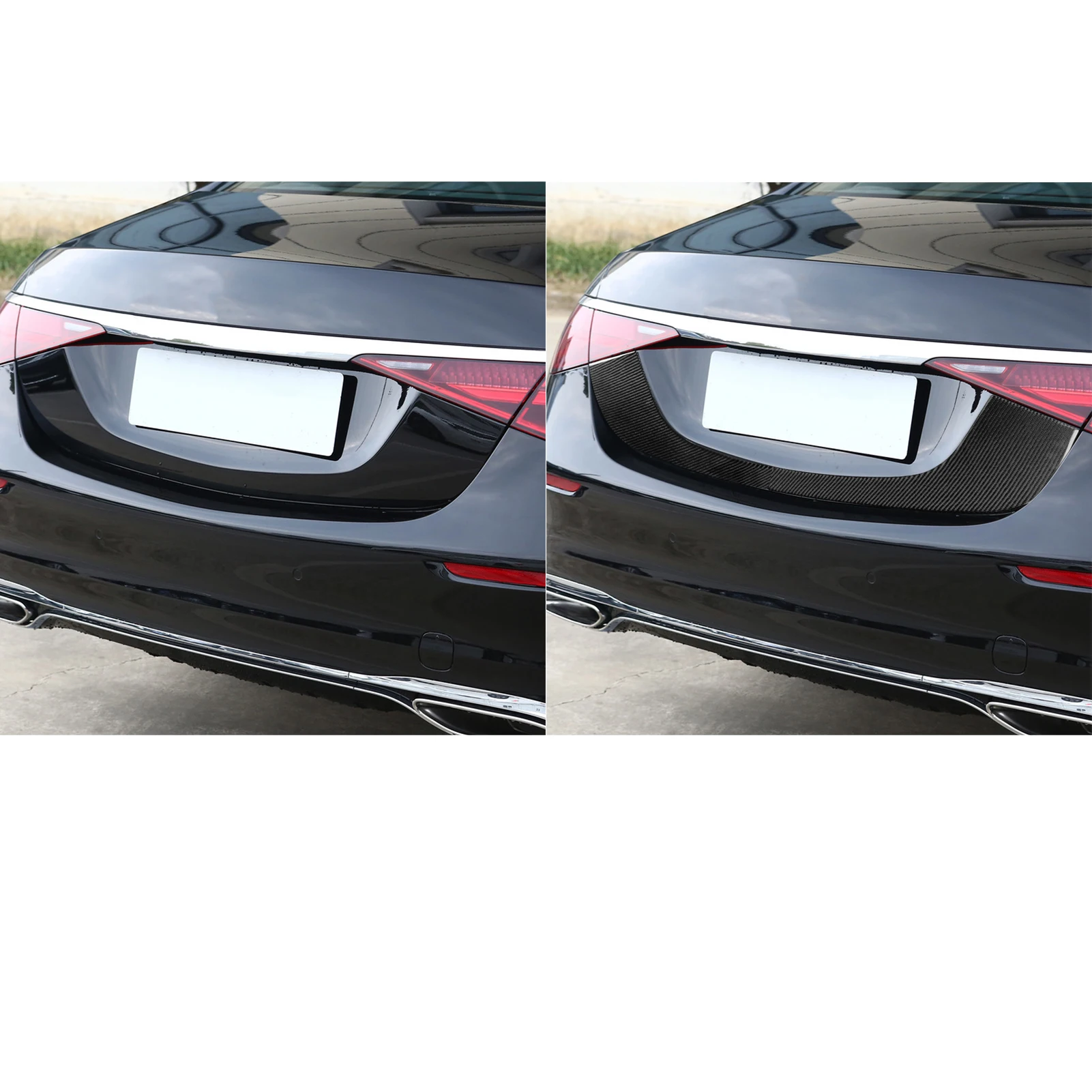 Carbon Fiber Rear Trunk Tail Box Panel Car Accessories Exterior Cover Trim Modified Sticker For Benz Maybach S Class W223 21+