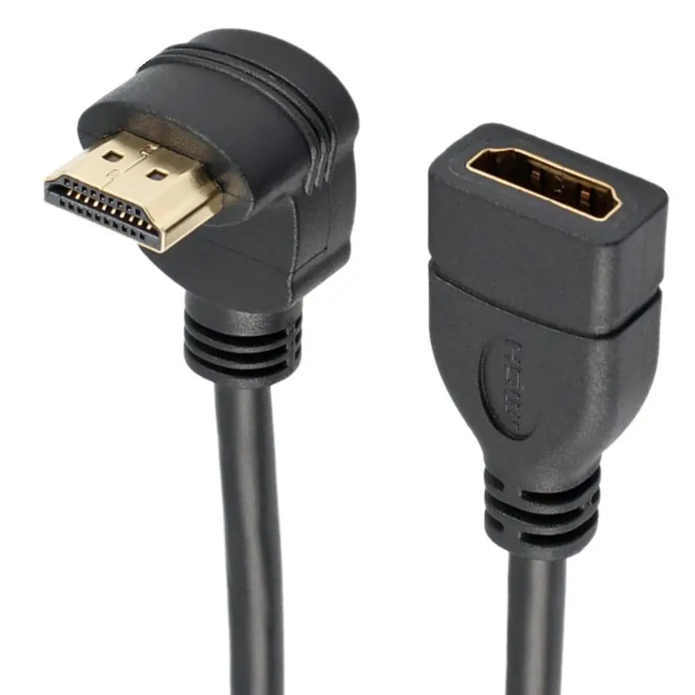 TV High-Definition HDMI Compatible Interface Universal Male to Female Right Angle 90 Degree Bend Conversion Extension Cable 15cm