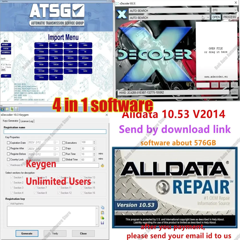 

tools cars accessories 2024 hot ATSG 2017 Automatic+XDecoder 10.3 with Free Keygen +Auto repair software Alldata 10.53