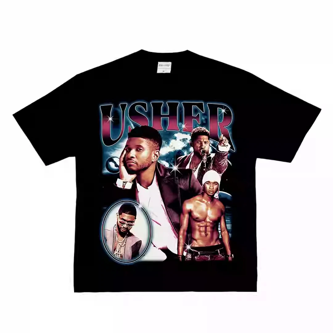 

Usher R&B Хип-Хоп Рок Американский Маленький Декольте Do Old Street Хлопковая Футболка С Длинным Коротким Рукавом Тенденция