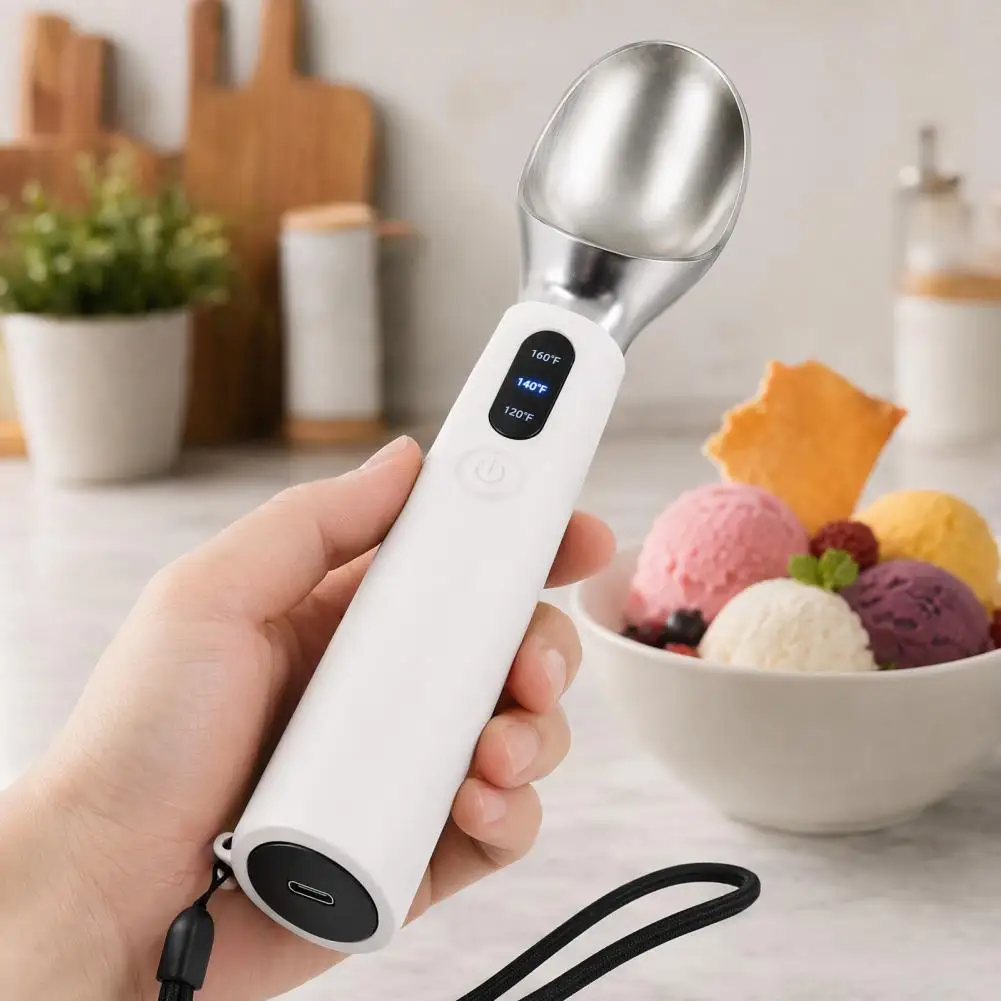 Ice Cream Scooper Yogurt Scooper Rechargeable Ice Cream Scoop with Led Display Rechargeable Electric Ice Cream Scooper for Hard