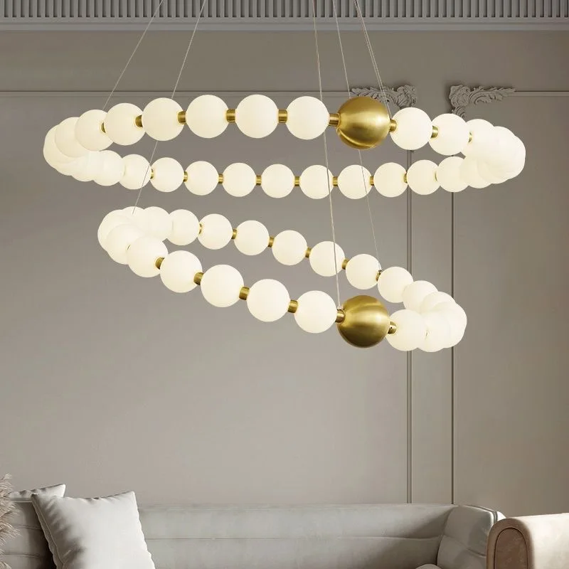 Modern Minimalista Magic Bean Molecular LED Chandelier, Circular Pearl Art Pendant Lamp, Home Decor Iluminação, Restaurante, Quarto, Bar