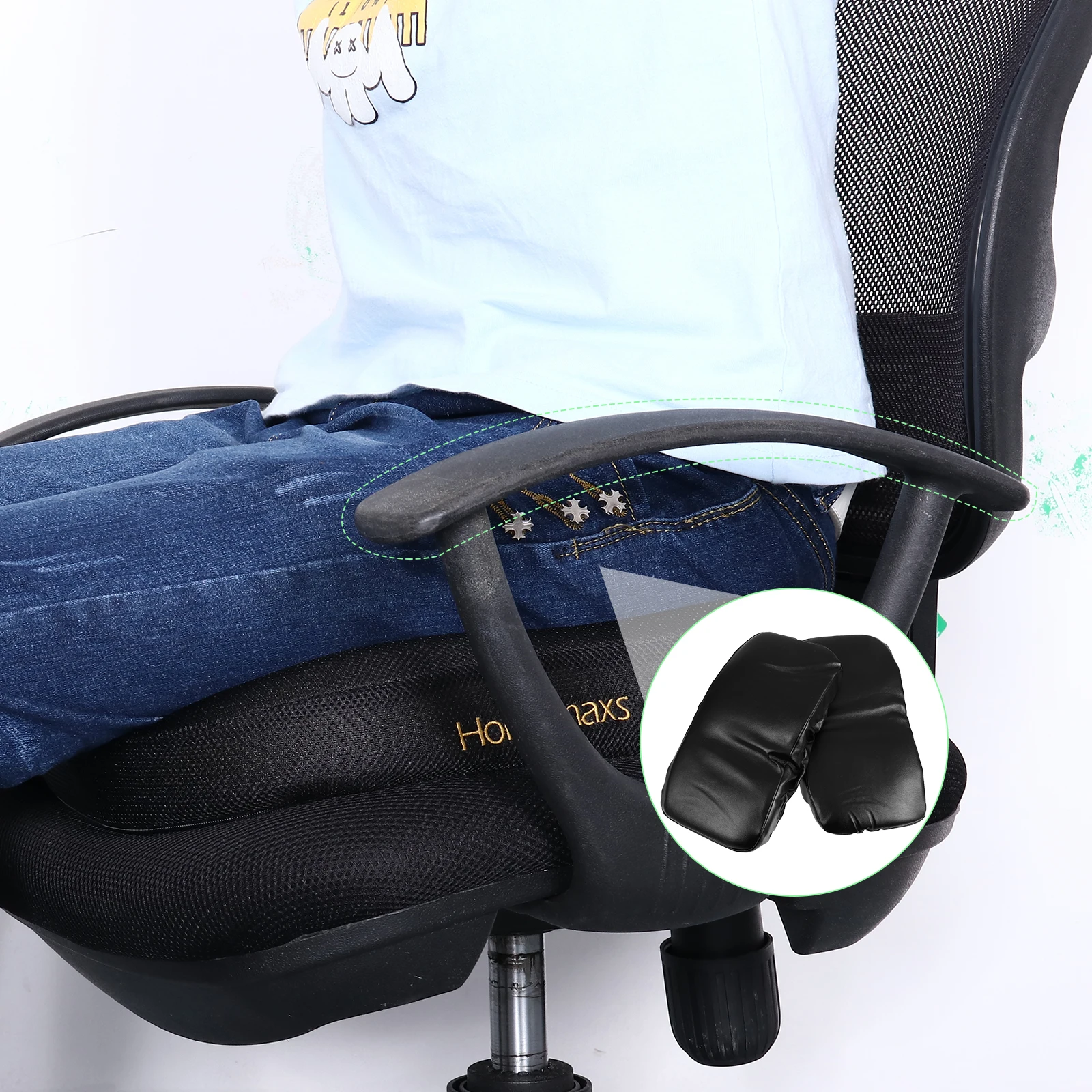 

2Pcs Chair Armrest Pads Memory Foam Elbow Support Cushion PU Office Gaming Chair Elbow Pillow Pressure Relief