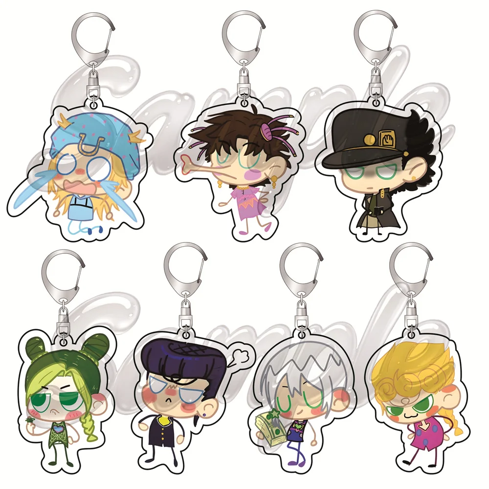 Anime JoJo's Bizarre Adventure 6cm Acrylic Keychain Backpack Jonathan Joestar Decorations Accessories Decor Gifts Keychains