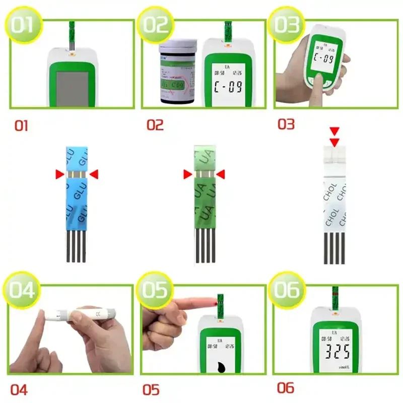 SpeedGUC 3 in 1 çok fonksiyonlu kolesterol metre ev kan GIcose monitör kiti ürik asit algılama analiz medicos medirios