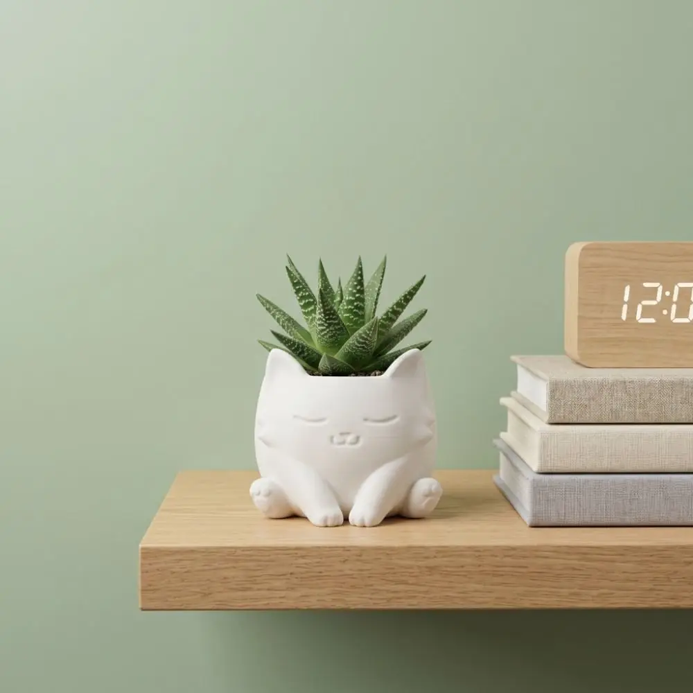 3d Printed Cat Shaped Flower Pot Lovely Home Decor Succulent Flower Pot Ornaments Desk Storage Mini Flowerpot Desktop Decoration