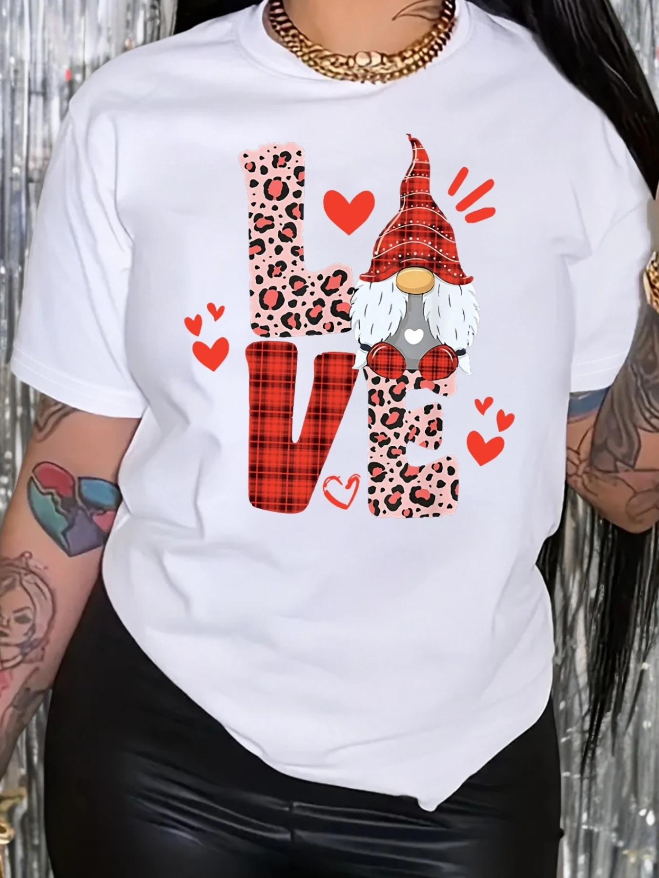 

Women's Christmas Graphic Tee Short Sleeve Crew Neck Casual Top Fit Love Reindeer Design Christmas Tops for Women Clothing