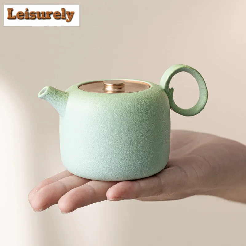 

130ml Gradual Blueish Green Ceramic Teapot Antique Pot Tea Soaking Kettle With Infuser Green Tea Cha Accessories Ornaments Gift