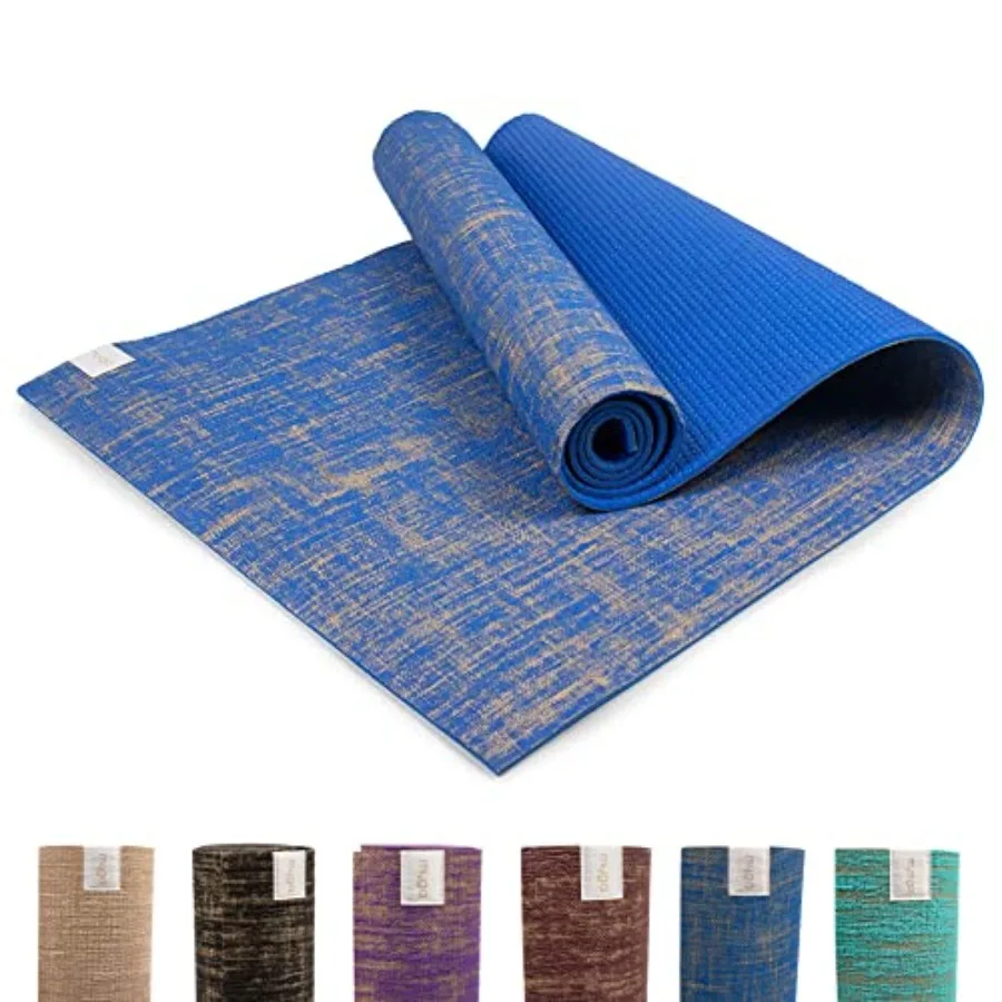 Jute Yoga Mat High Performance Vegan Floor Exercise Mat Eco Friendly Biodegradable Yoga Mat with PVC Backing 72" x 24" 0.2" Thi