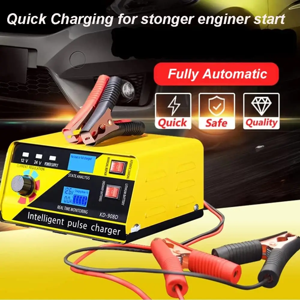 Imagem -02 - Chumbo-ácido Lithium Battery Charger Smart Trickle Charger Mantenedor Battery Repair Dessulfator 12v 24v 15a