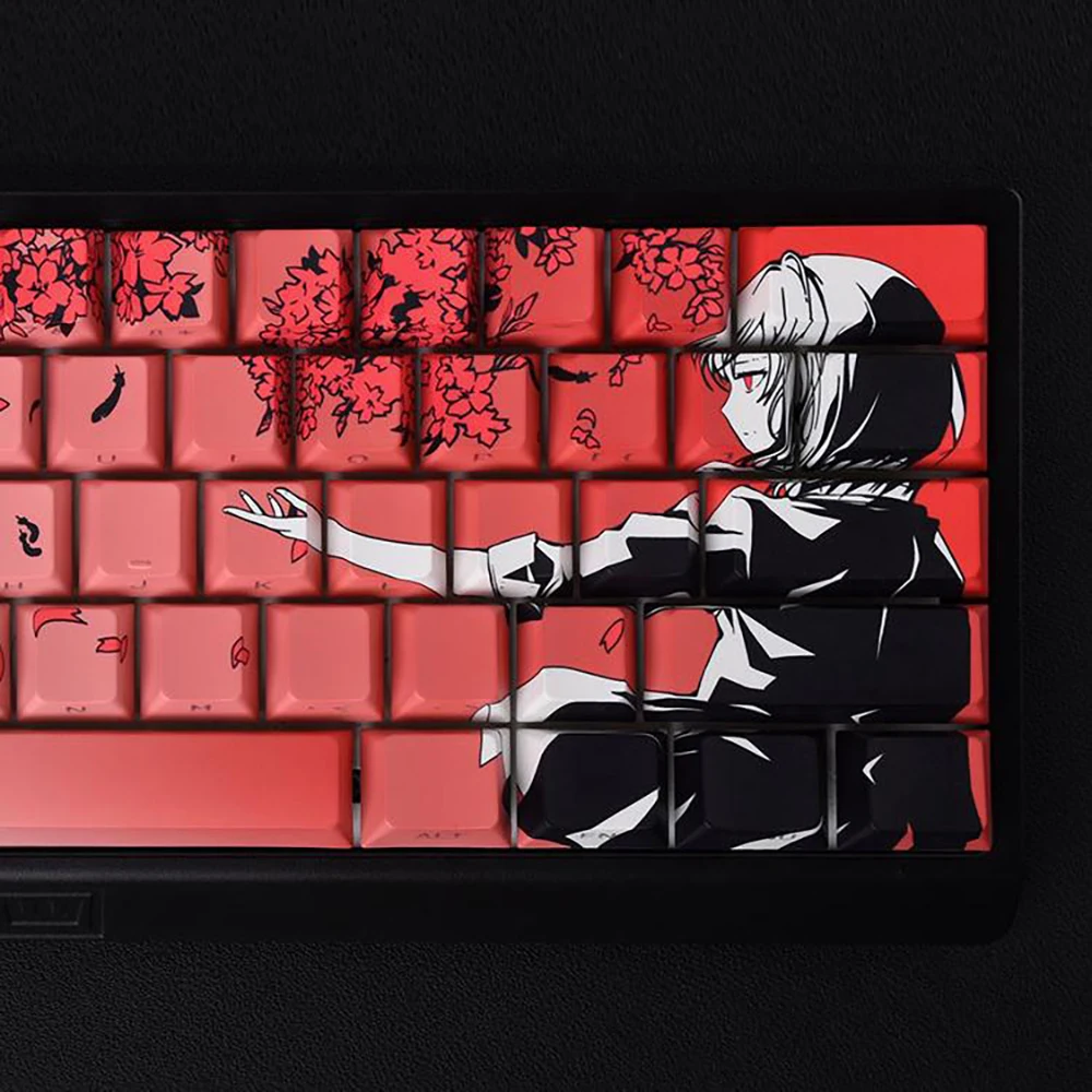 

130 клавиш Raven Sakura Shine Through Cherry Profile Keycap PBT Keycap Dye-Sub Cherry MX Переключатели для геймера Механическая клавиатура