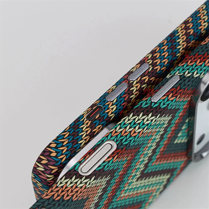 Etui na telefon z teksturą włókna węglowego, wzór tkany, do iPhone 17 16 15 14 13 Pro Max 17air, kompatybilne z ładowaniem bezprzewodowym Magsafe, ze stopu, z osłoną obiektywu. — zdjęcie produktu 5