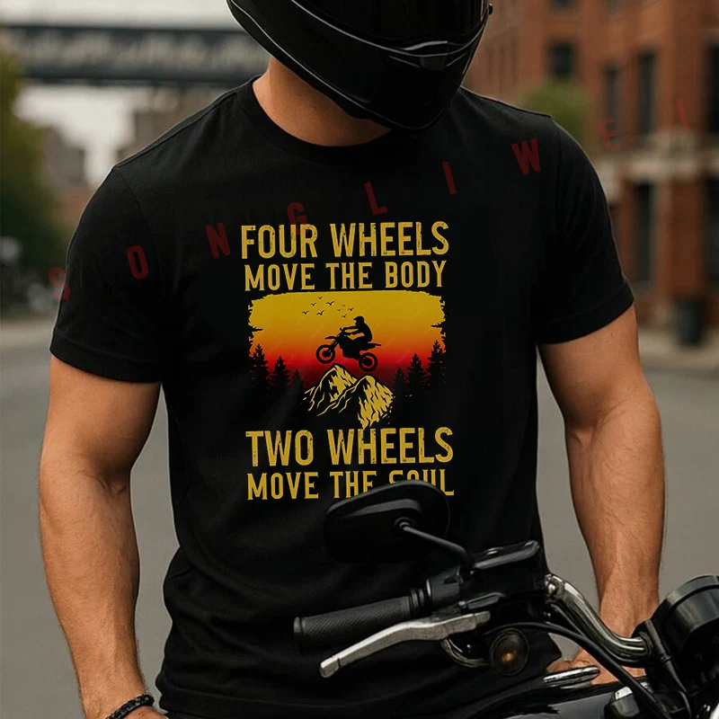 

Greenink Dirt Bike Motocross Biker Moto Summer Short-sleeved Cotton T Shirt Men Women Streetwear Loose T-shirts