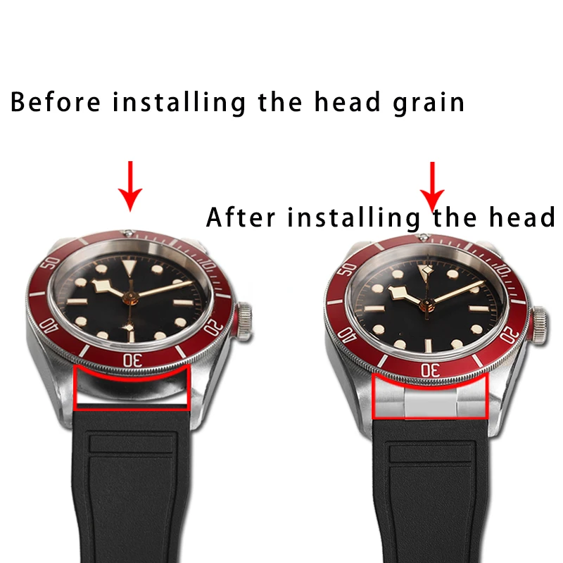 For Tudor Rudder Biwan Chronograph Little Red Flower M79360 Panda 1958  Precision Steel Head Grain Adaptor watchband strap