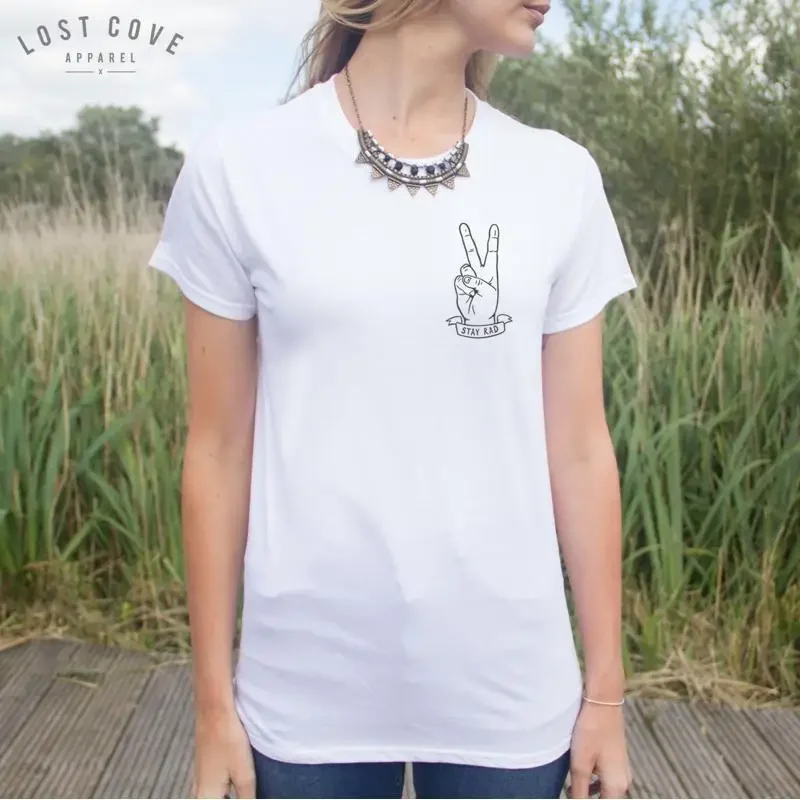 Stay Rad T Shirt Peace Hipster Deuces Grunge Surf