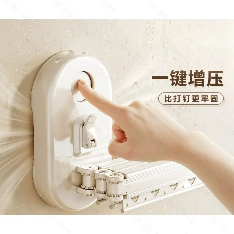 No Punching Hidden Folding Telescopic Rod Waterproof Shower Curtain Partition Rod for Bathroom Toilet