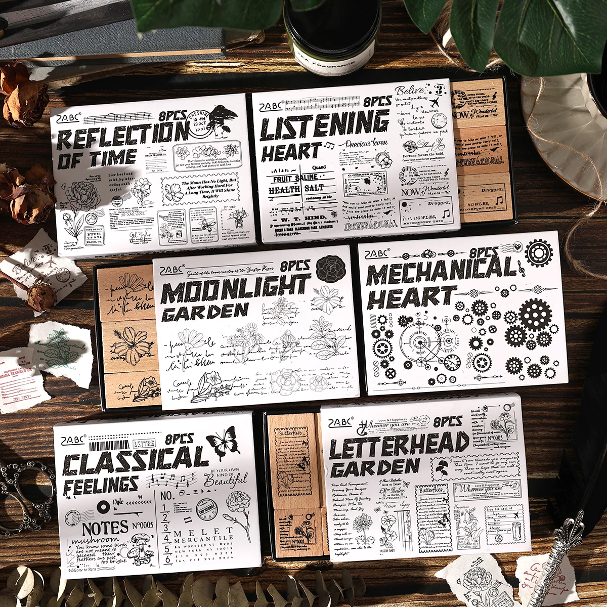Scrapbooking - 8pcs Vintage Wooden Stamps With Multiple