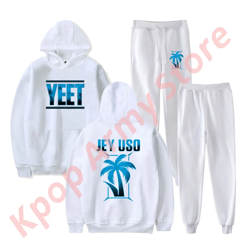 Jey Uso Yeet Logo Hoodies Jogger Pants Set Cosplay Women Men Fashion Casual Streetwear Sweatshirts