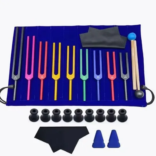 9 Color Solfeggio Aluminum Alloy Tuning Fork Set 174HZ528HZ963HZ Tuning Fork