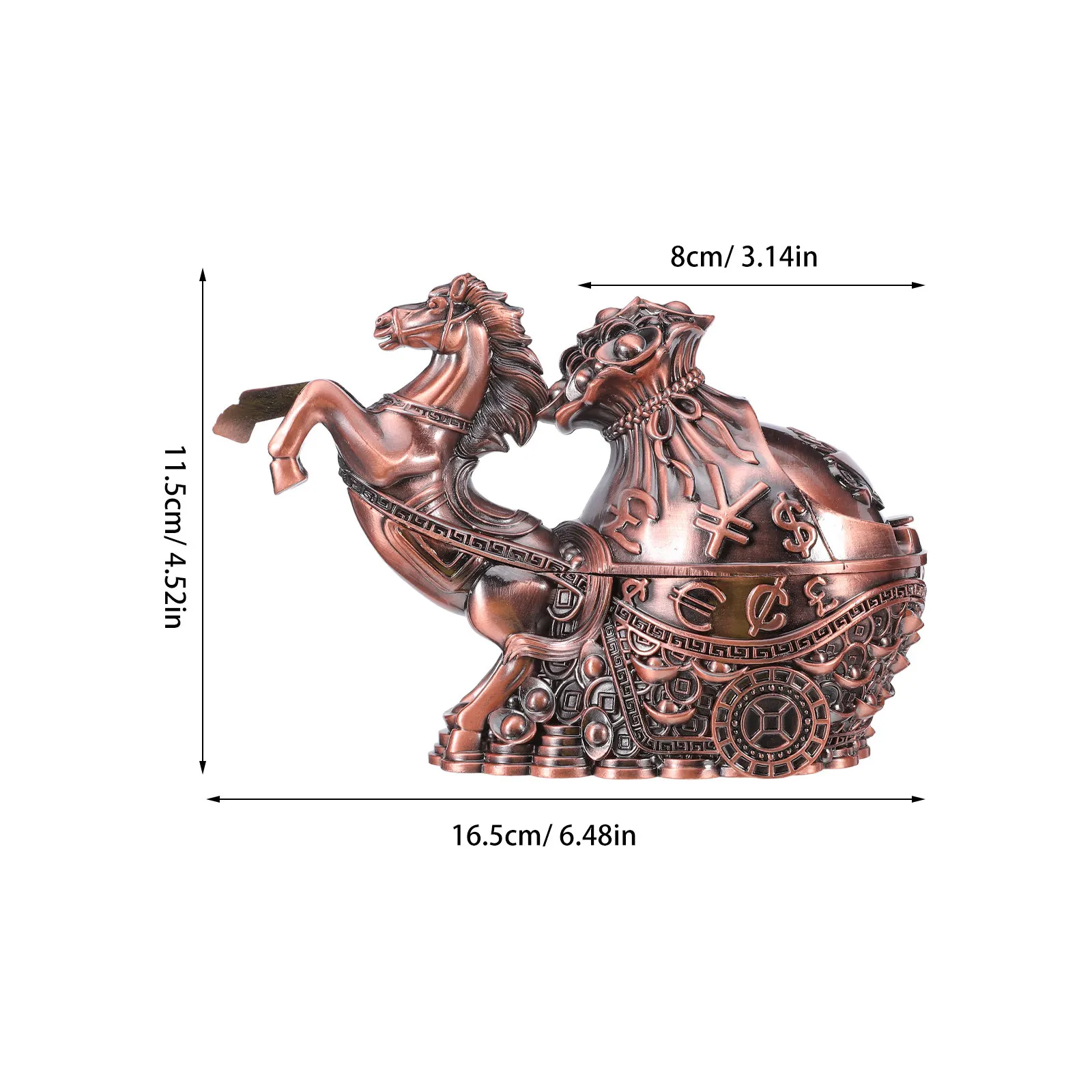 Bronze Horse Sculpture Ashtray Home Decor 2026 Zodiac Statue with Cover Decorative Windproof Chinese New Year Decorations