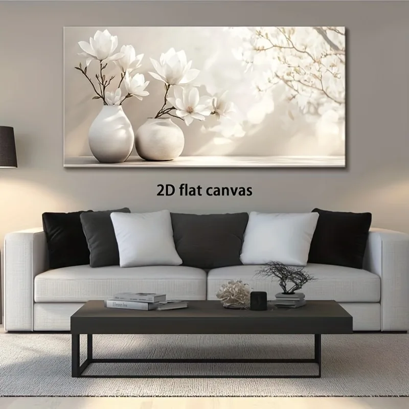 1pc frameless Canvas Painting Canvas Wall Art 2D Flat Magnolia in Vase Modern Abstract Painting Frameless for Living Room Bedroo