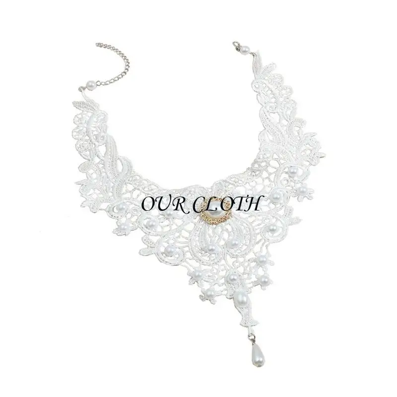 Gothic Lace Choker Naszyjnik z Crystal for Women Girls Halloween Cosplay Party Custume Vintage Gruby prezenty Choker Y1AC