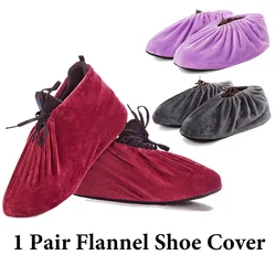 1 Pair Flannel Shoes Covers Indoor Reusable Unisex Non-Slip Elastic Shoes Protector Household Dust Proof Keep Floor Cleaning