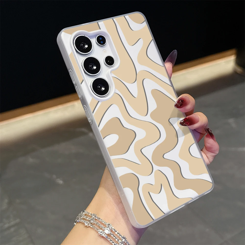 Unregelmäßige Linien Hülle für Samsung Galaxy S21 S25 S24 S23 Ultra S22 Plus FE A56 A55 A54 A36 A35 A34 5G Farbblockierung Einfache Coque – Detail 5