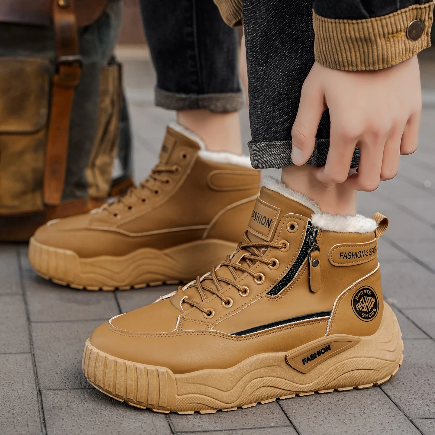 Men's Winter High-Top Snow Boots | Thick-Soled Fleece-Lined Warm Cotton Shoes | Cold-Resistant Casual Ankle Boots