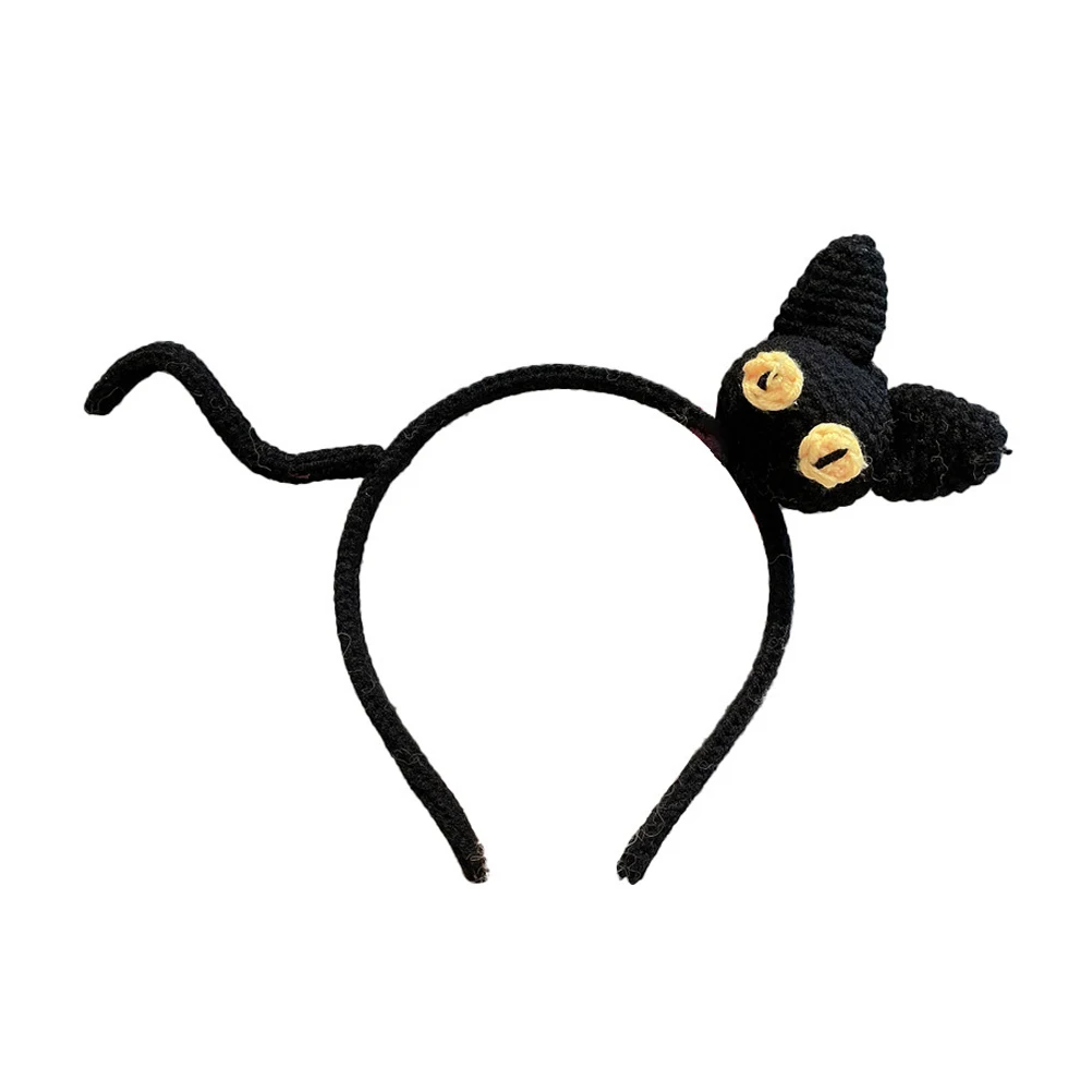 

Black Cat Headb Women Cloth Knit Adorable Hair Accessory Durable Practical One Size Fits Girls Easy Comfortable Wear Makeup
