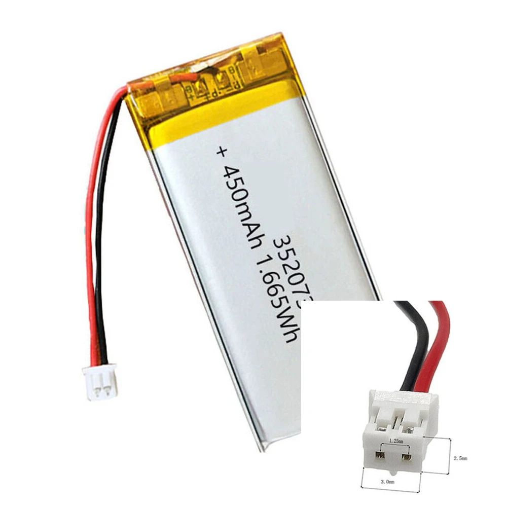 3.7V 450Mah 352073 Li-Ion Li-Polymer Li Battery 1.25 JST 2Pin For ELECTRIC TOYS CHARGING POWER MP3 MP4 TABLET SMART WATCH LAPTOP