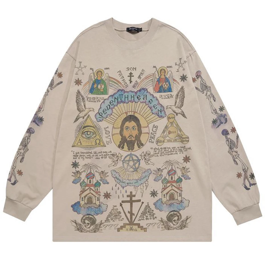 Vintage Oversized Loose Men's T-shirt Harajuku Streetwear Hip Hop Y2K Ripped Washed Tshirts Casual Tee Tops