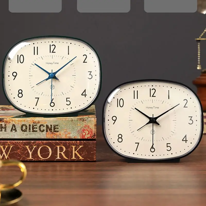 Mute Small Table Clock Household Vintage Desktop Decoration Bedroom Children\'s Students Creative Wake-up Device Desk Alarm Clock