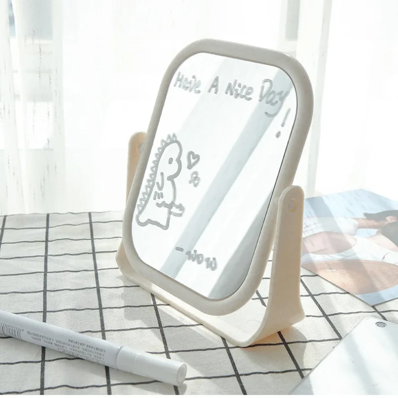 Portable Foldable Makeup Mirror With Stand - 360 Degree Rotating Double Sided Princess Mirror, Square & Round Desktop Mirror