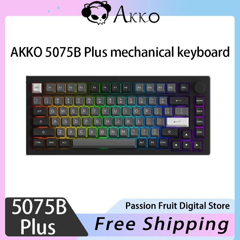 AKKO 5075B Plus Bluetooth three-mode mechanical keyboard, full-key hot-swappable, RGB backlight, 83-key mechanical keyboard