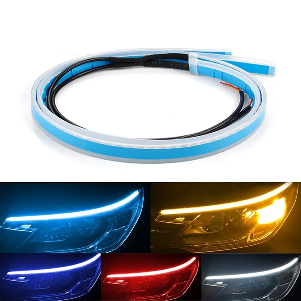 

2pcs Drl for Cars LED Lighting Strip Daytime Running Lights Flexible Waterproof Strips Light 12V Car Accessories Auto Headlight