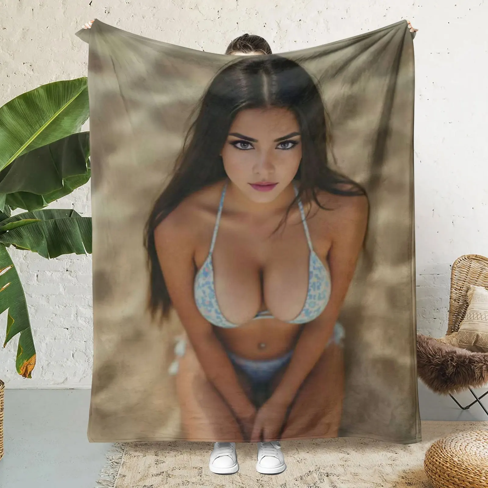 

Women's Elegant Swimsuit Print Flannel Blanket - Soft Warm All Season Throw for Home Travel - Washable Polyester Holiday Gift