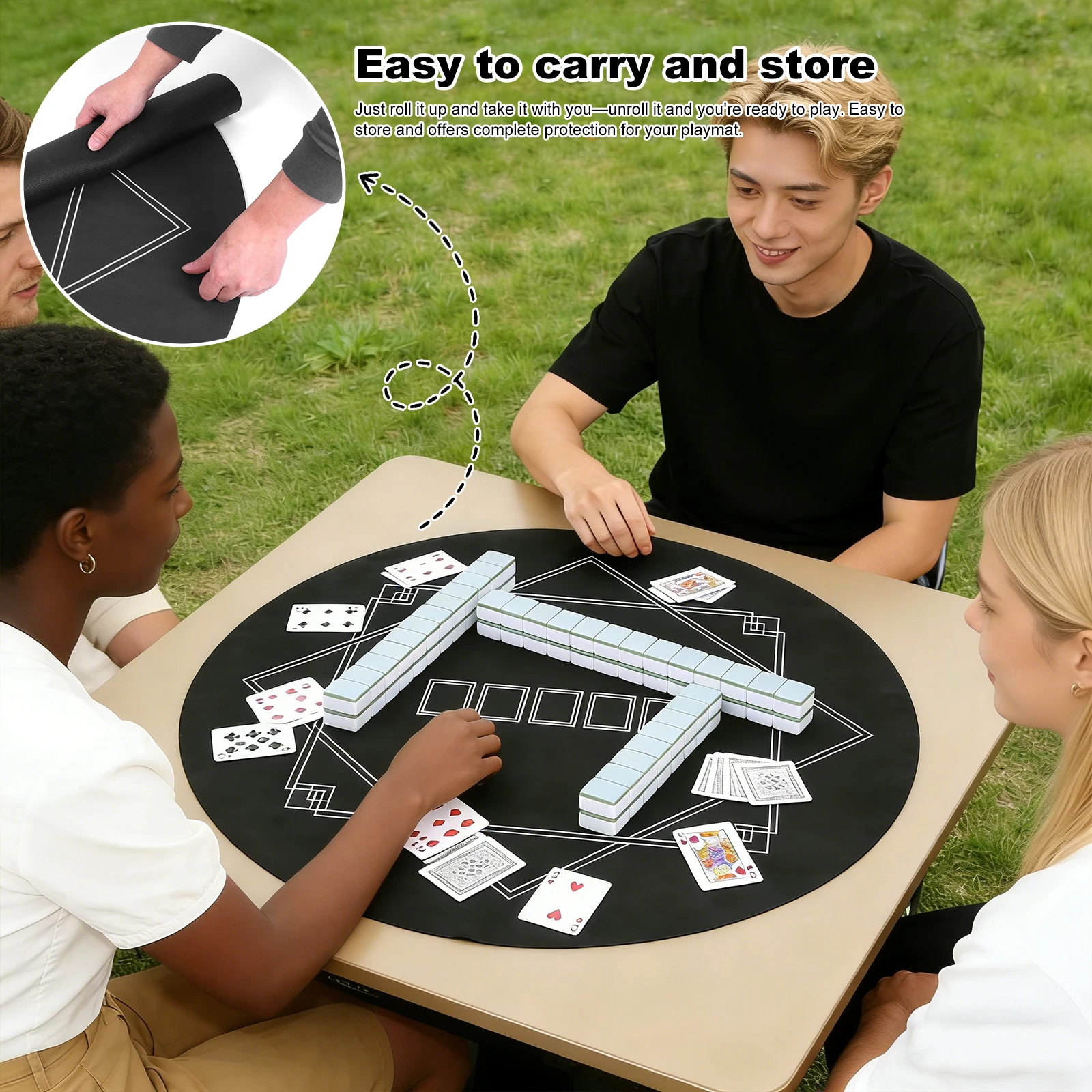 

Профессиональный коврик для покерного стола 120x120 см с прошитыми краями и резиновым покрытием для игровых аксессуаров