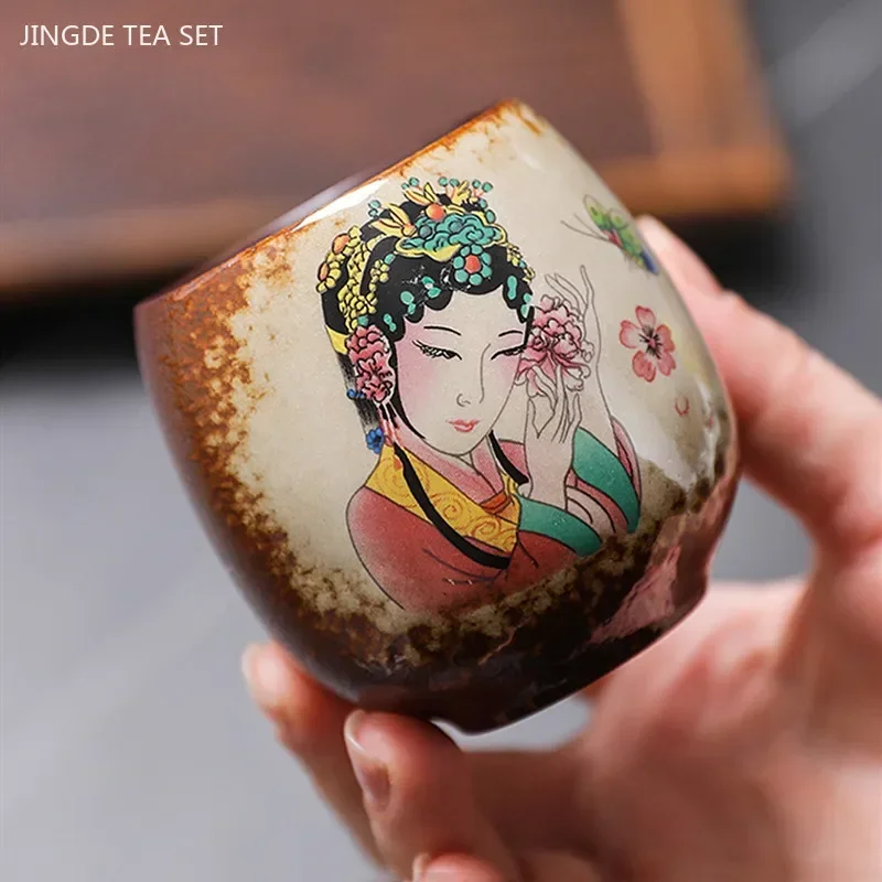 110/120ml Vintage Exquisite Ceramic Tea Cups Hand-painted Porcelain Master Cup Traditional Custom Teacup Chinese Tea Accessories